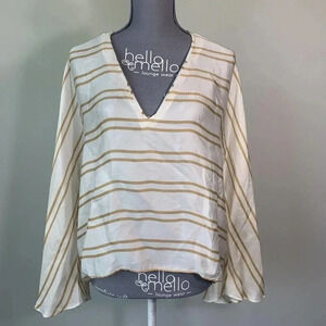 ANTHROPOLOGIE GUAPA STRIPED KIMONO TOP VEGAN SILK 100% CUPRO MEDIUM EUC